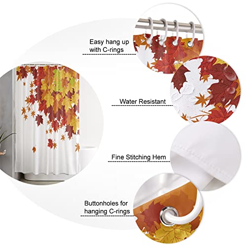 Shower Curtain 48"Wx72"H Shower Curtain Liner, Fall Harvest Thanksgiving Day Autumn Leaf Shower Curtains For Bathroom, Showers Stall, Camper & Clawfoot Tub, Waterproof Polyester Shower Curtain Set #TOP4