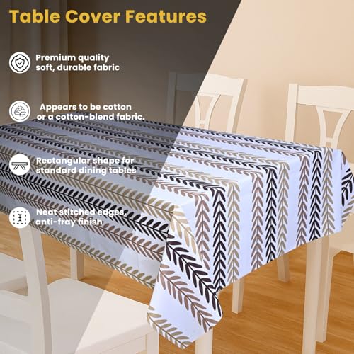 Image of Wings Star Premium Dining Table Cover for 6 to 8 Seater, 60 x 90 inch Size, Waterproof and Dustproof (60x90 inch- 6-8 Seater) Repeated Leaf & Vine Pattern