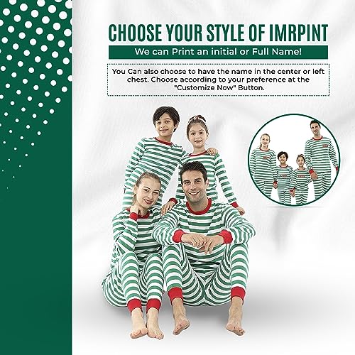 Christmas Striped PJs Personalized with Custom Name Boys Girls 2 Piece Kids Pajamas Matching Set 100% Cotton 6M-12Y3