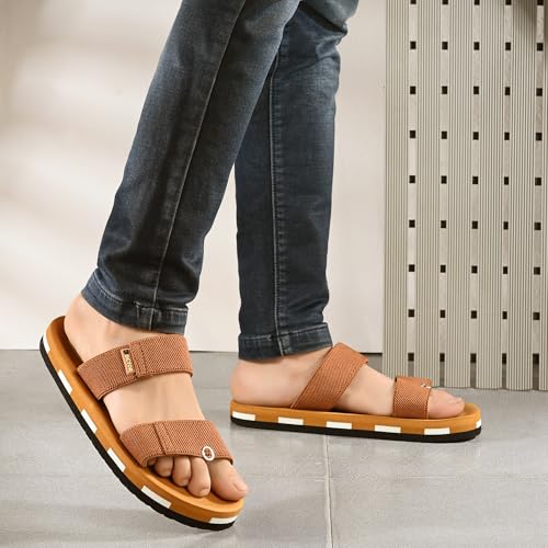 Image of DOCTOR HEALTH SUPER SOFT Men's Double Strap Casual Slides | Lightweight Cushioned EVA Slippers | Anti-Slip Comfortable Open Toe Sandals for Indoor Outdoor Everyday Wear