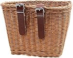 Woven Plastic Bike Baskets- Front D-Shaped Bike Bicycle Basket | Handlebar Storage Container with 2 Adjustable Leather Straps