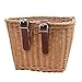 Woven Plastic Bike Baskets- Front D-Shaped Bike Bicycle Basket | Handlebar Storage Container with 2 Adjustable Leather Straps (Brown&Adults)