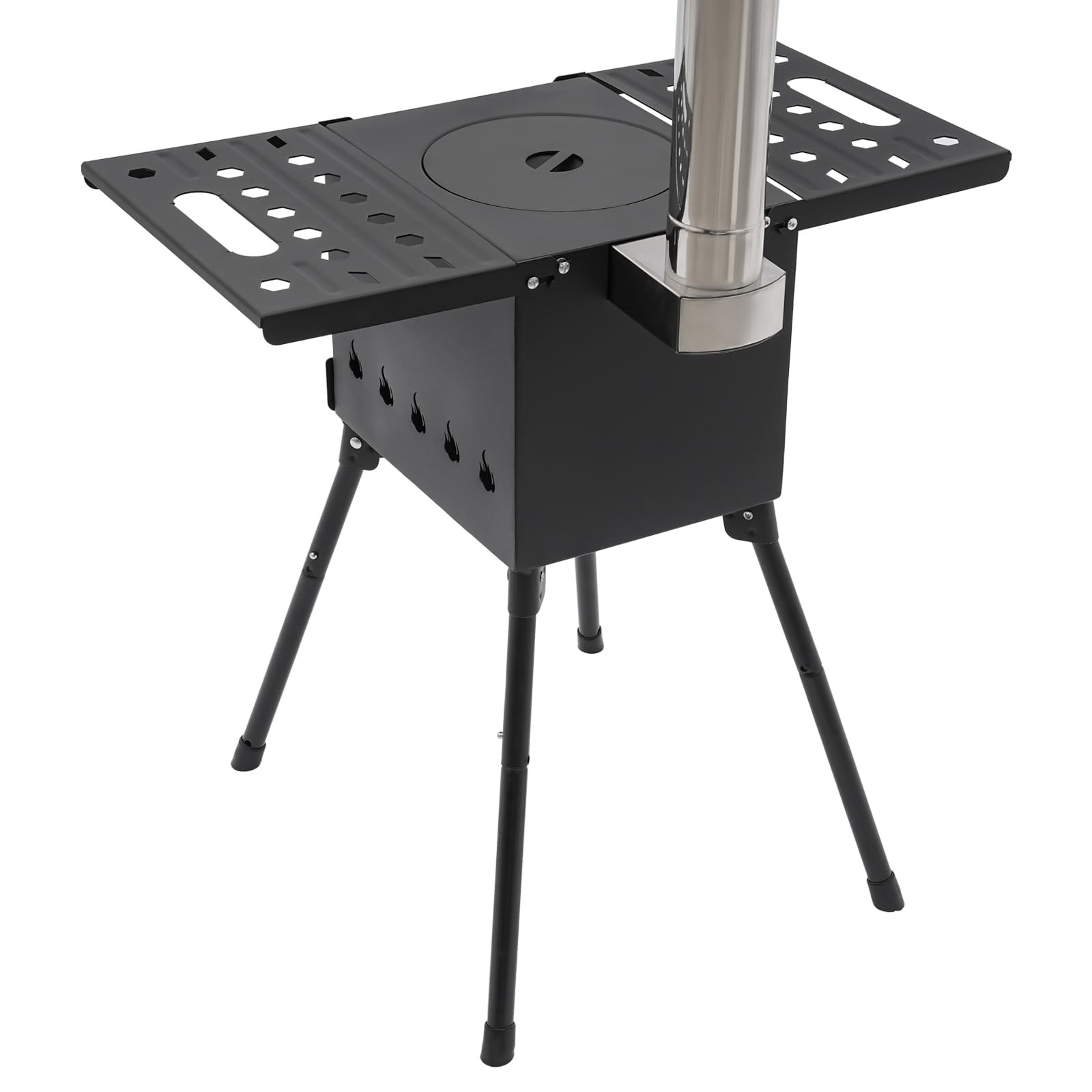Zeltofen mit Rohr, Camping Ofen Faltbar, Höhenverstellbar Holzofen Outdoor, Gartenofen, Campingofen, Camping Outdoor Heizung, Outdoor Küchenofen für Camping, Jagen, Picknicks