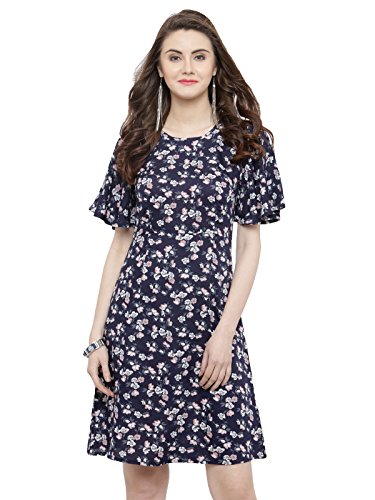 Image of Sera Women's Blue Fleared Sleeves A-line Dress