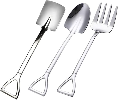 Kichvoe Accesorios de viaje, 3 piezas, mini cucharas y tenedores, juego de cucharas con forma de pala, cuchara de postre para helado, tenedor de