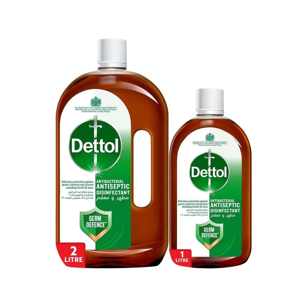 Antiseptic Antibacterial Disinfectant Liquid for Effective Germ Protection & Personal Hygiene, Used in Floor Cleaning, Bathing and Laundry, 2L + 1L (Packaging may vary)