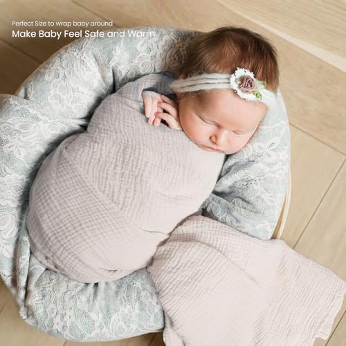 Image of lulumoon Muslin Swaddle Blankets for Baby: Lightweight & Breathable Receiving Blankets for Hospital - Neutral Registry Gift for Newborn 3pack (Grey)