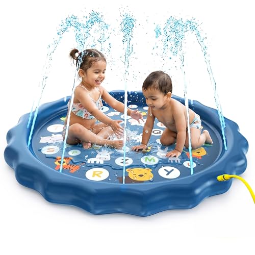 Image of Kidology Splash Pad Sprinkler Pool for Kids 2-8 Years | Outdoor Water Sprinkler Pool for Toddlers & Kids | 97 cm Anti-Slip Non-Slip Foldable Sprinkler Mat | Summer Outdoor Water Toys Gift Boys Girls