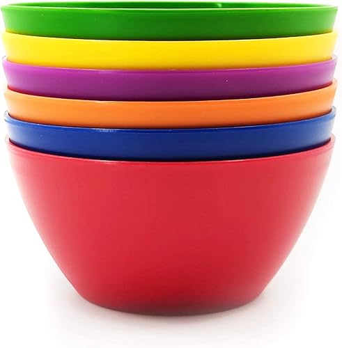 Miniatura 4 de Vajilla de plástico irrompible de 24 piezas, platos y cuencos reutilizables, color básico