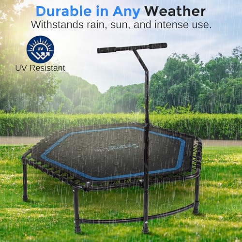 SereneLife 40"/50" Mini Trampoline for Adults - 450/550LBS Fitness Trampoline with Reinforced Springs & Adjustable Safety Handle - Stable & Quiet Supports Whole-Body Workout & Relaxation by SereneLife - Image 3