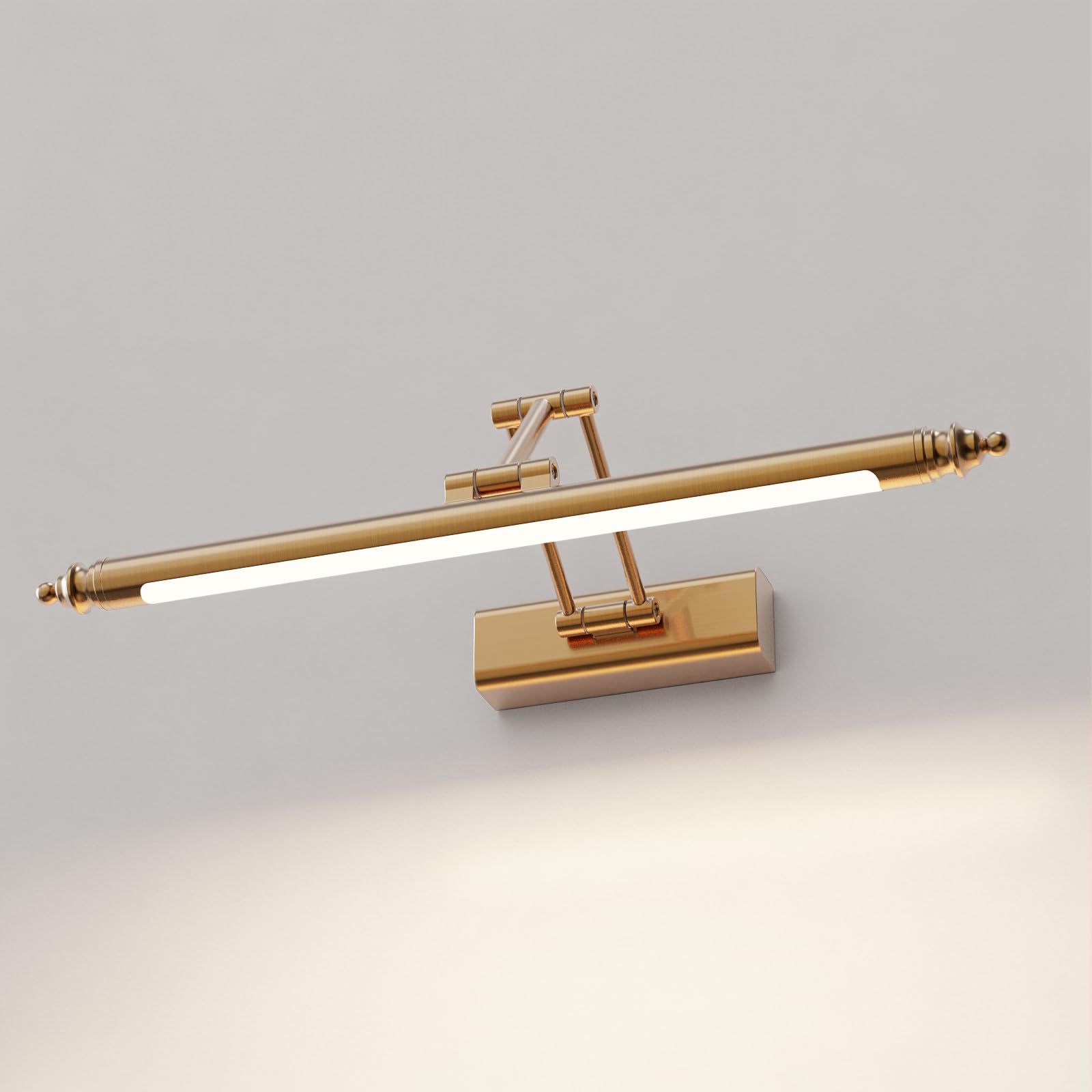 Lampe Miroir Salle de Bain Vintage, LED Applique Murale Salle de Bain Laiton Rétro, Rotatif Applique Salle de Bain Rotatif en Acier Inoxydable, Blanc Chaud 3000K, IP44 Étanche (60CM12W)
