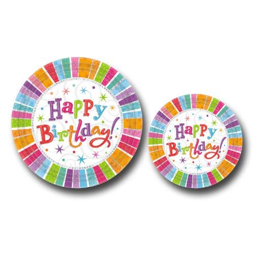 Amscan Happy Birthday Papierteller 8er Pack - Bunte Einwegteller Für Geburtstagsfeiern
