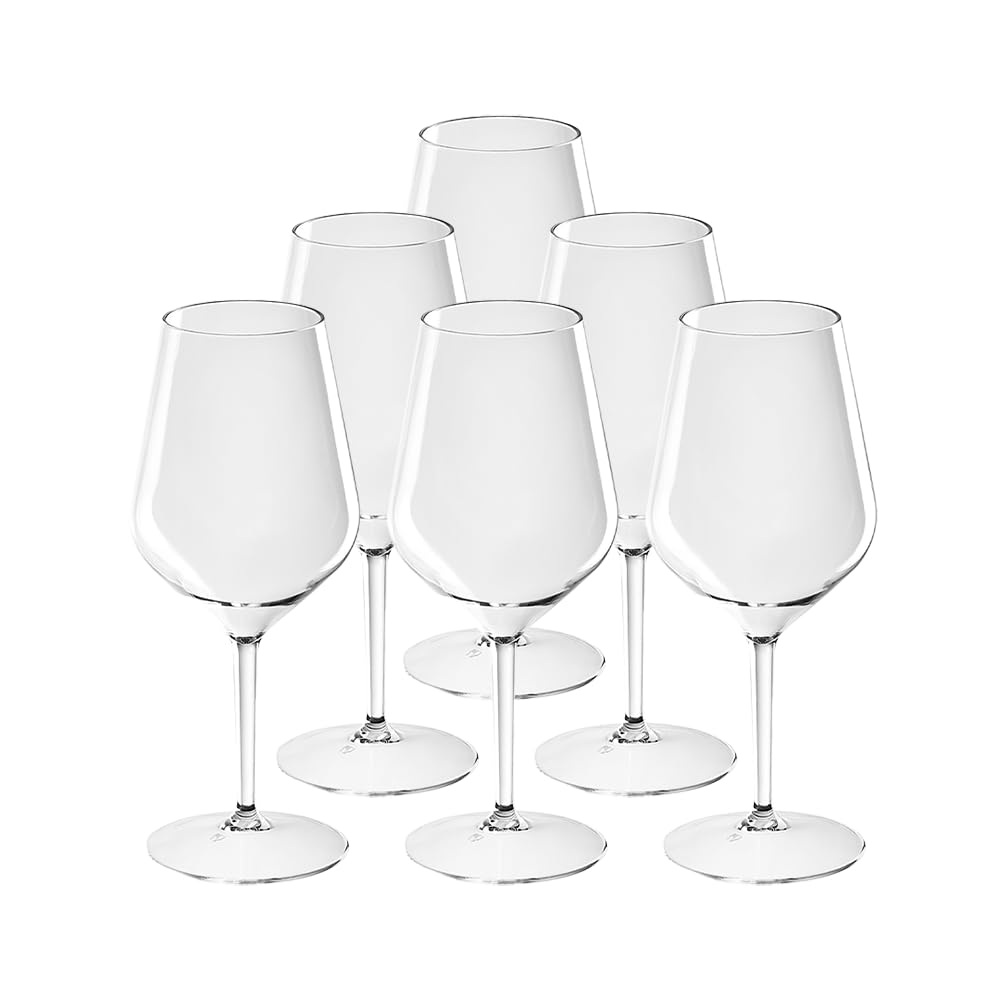 SPARKLERS CLUB Set mit 6 Weingläsern, 47 cl, transparent, bruchsicher, aus Kunststoff, einfache Handhabung, Glas für Abend und Veranstaltungen (transparent)