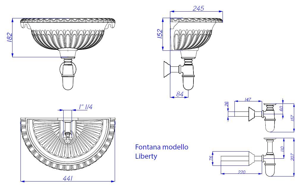 Fonderia Bongiovanni Fuente de pared de jardín | Modelo Kit Liberty | con grifo y sifón de latón bruñido | para casa jardín | terraza | Fuente de jardín exterior | Color antracita