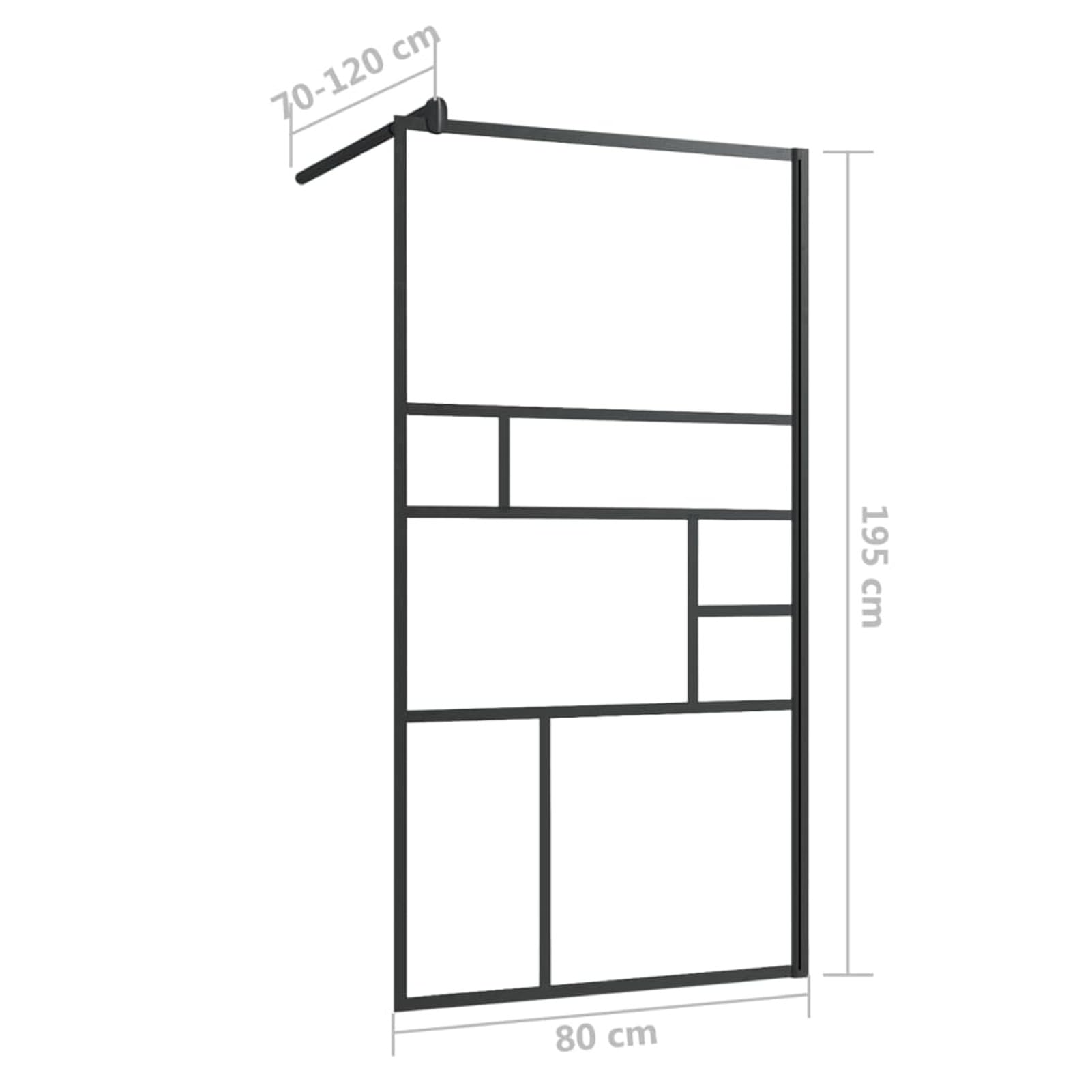Mampara de ducha accesible vidrio ESG claro negro 80x195 cm, JUNZAI Mampara Bañera, Mampara Baño Ducha, Cabina De Ducha, Mampara Baño 150752