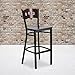 Flash Furniture 2 Pk. HERCULES Series Black 3 Circle Back Metal Restaurant Barstool - Walnut Wood Back & Seat