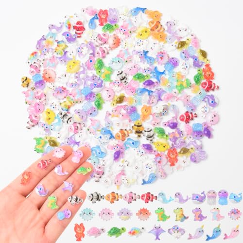 200PCS Colorful Tiny Sea Animal for Dollhouse Mini Things for Fairy Garden