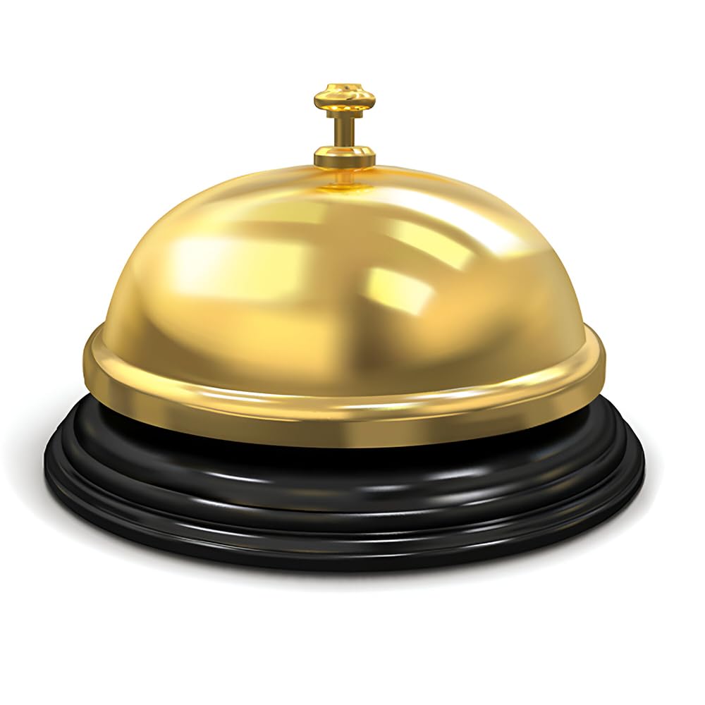 Service Bell for Desk - Desk Bell 2x Golden Loud Metal Bell Reception Call Bell Stainless Steel Hand Held Desk Service Bell Novelty Attention for Hotels, Schools, Restaurants, Reception Areas