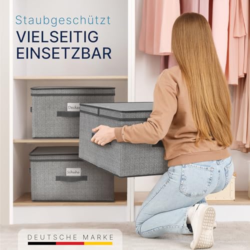 TOPP4u 2er Set große Aufbewahrungs-Box mit Deckel & 2 Fächer je Box 40x50x25 cm - 50L - Extra große Faltbox Kleiderschrank & Regal - Faltbare Ordnungsbox/Schrankkiste für Bettwäsche, Kleidung, Hosen