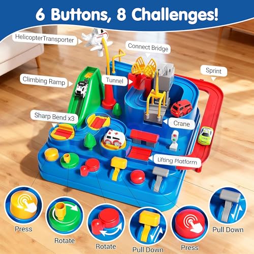 Image of Kidology Car Race Tracks Toy Kids | Car Adventure Rescue Track Set Educational Toy for Boys & Girls 3+ Years | Playset City Rescue Activity For Toddlers | Pre Educational Learning Puzzle Birthday Gift