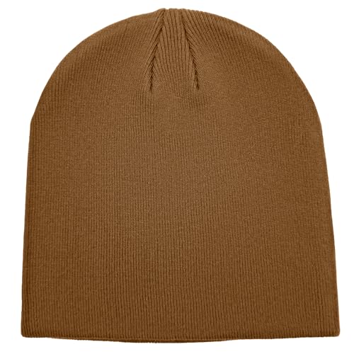 100% Cotton Beanie Hat for Men Women - Soft Unisex Winter Knit Skull Cap, Stretch Fit Fashion Fisherman Beanie, Coffee