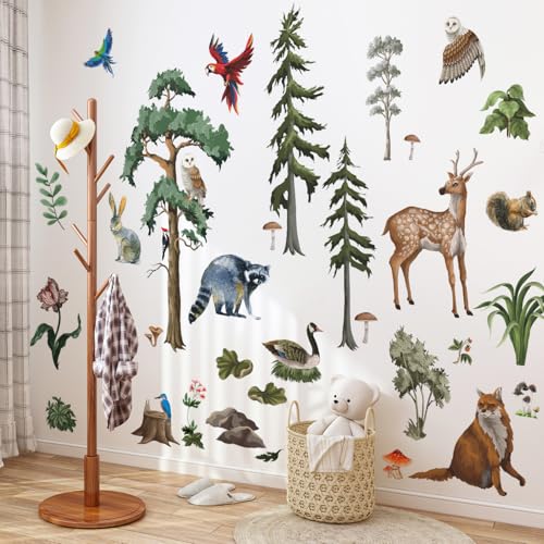 Vinilos adhesivos 3D bosque con animales para pared miniatura 4