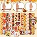 JUNEBRUSHS Thanksgiving Slap Bracelets, 56 Pcs Thanksgiving Gifts for Kids Autumn Maple Leaf Turkey Pumpkin Snap Bracelets Wristbands for Fall Party Favors Decorations Student Classroom Prizes