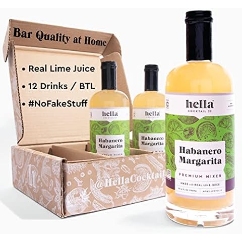 Hella Cocktail Co. Premium Habanero Margarita Mixer | Made with Real Lime Juice and Habanero Pepper, Margarita Mix Ready-to-Mix for The Perfect Spicy Margarita or Non Alcoholic Margarita Cover