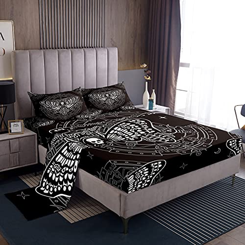 Manfei Death Moth Sheet Set Twin Size Boho Gothic Skull Bedding Set 3pcs with Deep Pocket Fitted Sheet + Flat Sheet + 1 Pillowcase Moth Skull Skeleton Bed Sheet Set for Kids Boys Manfei Death Moth Sheet Set Twin Size Boho Gothic Skull Bedding Set 3pcs with Deep Pocket Fitted Sheet + Flat Sheet + 1 Pillowcase Moth Skull Skeleton Bed Sheet Set for Kids Boys