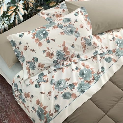 Gabel Lenzuolo flanella cotone d'inverno chloe ottanio matrimoniale (sopra lenzuolo 240x285 +lenzuolo inferiore con angolo 175x200+ 2 federe)