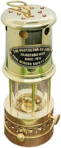 Miner's Lamp Safety Coal Mine Antique Brass Oil Lamp | Fully Functional Antique Brass Vintage Outdoor/Indoor Decor Christmas Gifts