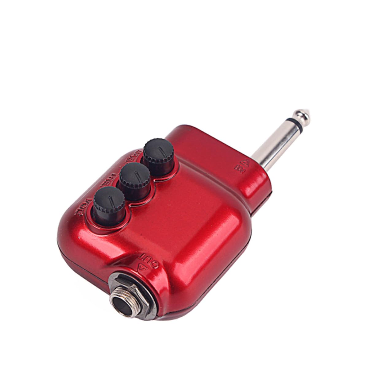 Angoily 6.35mm Plug Preamplifier Guitar Preamp Bass Treble Eq Volume Control 6.35mm Output Jack Impedance Matching Compact Lightweight for Acoustic Guitar