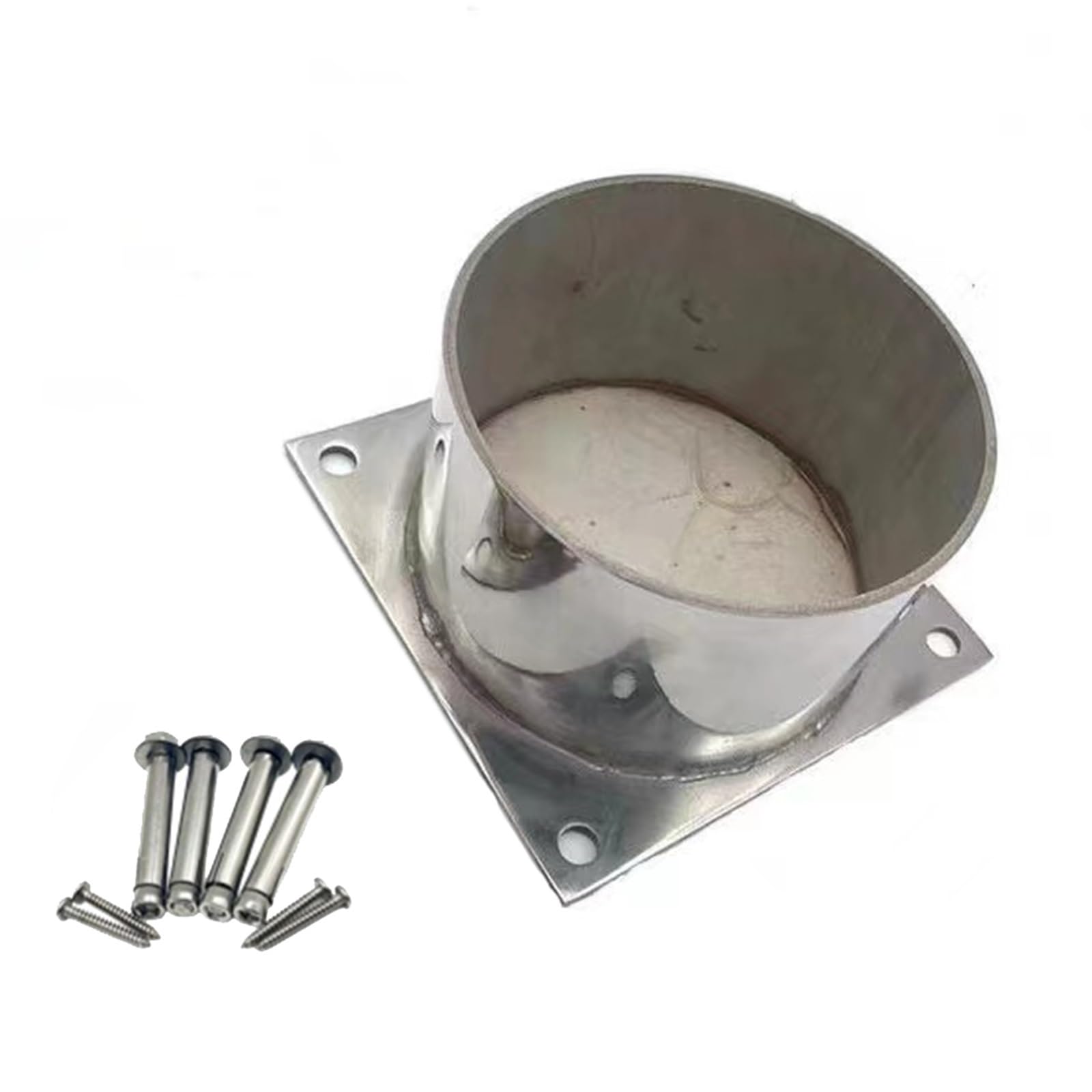 Soporte para poste industrial de acero inoxidable premium plata de 60mm con base reforzada 7