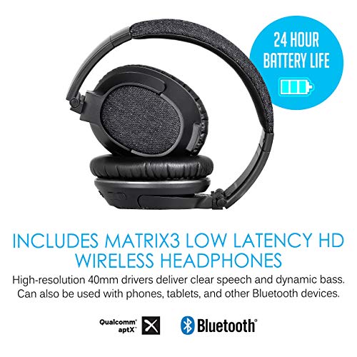 MEE audio Connect T1M3 Bluetooth Wireless Headphone System for TV - Includes Bluetooth Wireless Audio Transmitter and Matrix3 Wireless HD Headphones w/aptX Low Latency Technology - Thumbnail 7