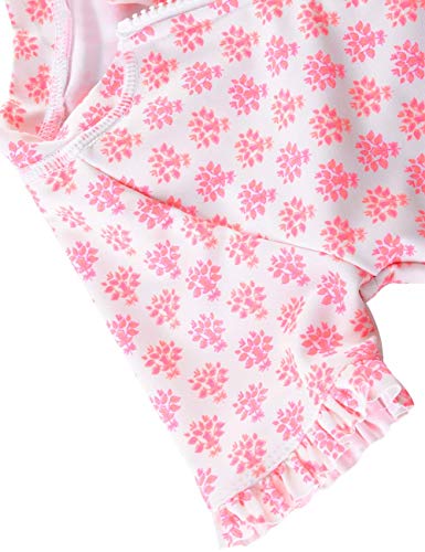 Cadocado Little Girl Swimsuit Rash Guard Short Sleeve One Piece Uv Protection Bathing Suit,Pink Floral Print,4-5 Years #TOP3