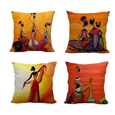 LucaSng Fundas de cojín amarillas para mujer africana Cover