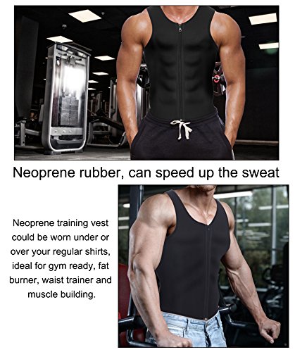 Eleady Men's Sauna Sweat Vest Weight Loss Waist Trainer (Black Sauna Tank Top Men, L)