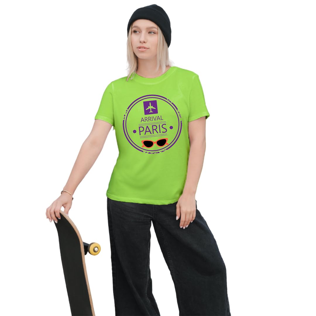 JAVA IMPRESSIONSWomen Printed Regular Fit T-Shirt |Travel Printed T-Shirt | Printed T-Shirt for Girls |Travel Printed Top for Girls |Travel Cotton T-Shirt Green