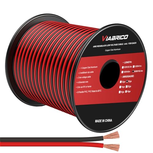 Image of VIABRICO 18Gauge 500FT Electrical Wire Cable 2 Conductors Red Black Cable Hookup LED Lighting Strips Flexible Wire Extension Cord 18AWG Copper Clad Aluminum Copper Wire 12V /24V DC