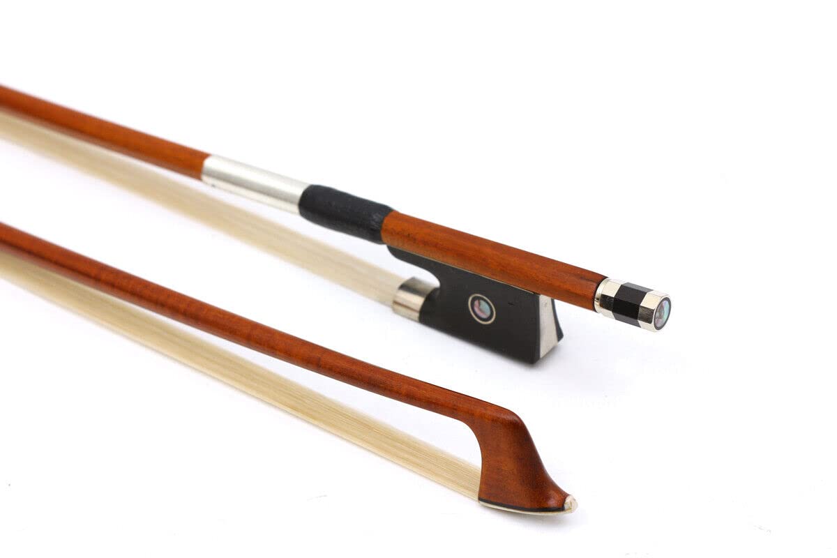 Archetto per violino in legno di Pernambuco ad alta densità 4/4 forti fiocchi dritti con rana di ebano Crine di cavallo bianco correttamente bilanciato