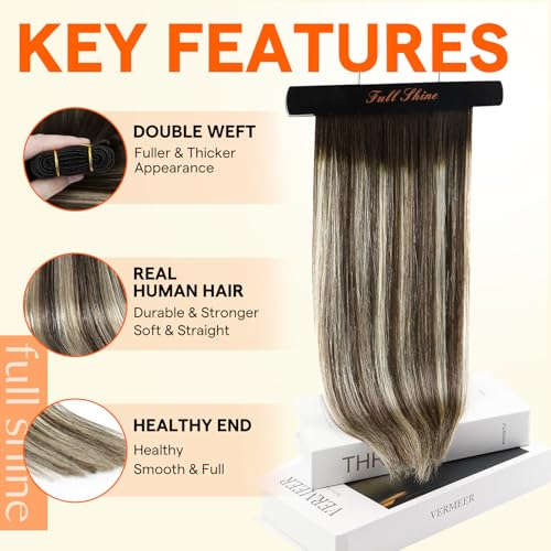 Image of Full Shine 24 Inch Weft Hair Extensions 105G Remy Soft Straight Long Hair | Color 2 /60 /2 Dark Brown To Platinum Blonde Mix, Soft Straight Hair, Long Hair Styling, Travel Looks, Party Wear