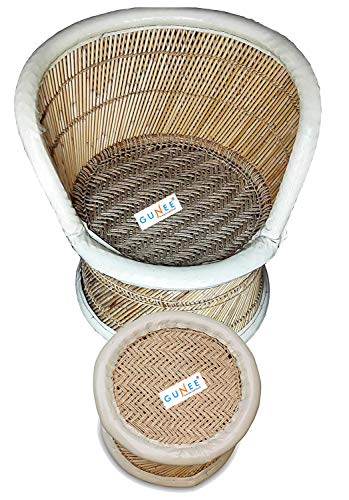 Pushkar Handicraft Exclusive Product Gunee Cane Bar Stool For Indoor/Outdoor Furnishings - 2 Pc(Multicolor) - Bamboo