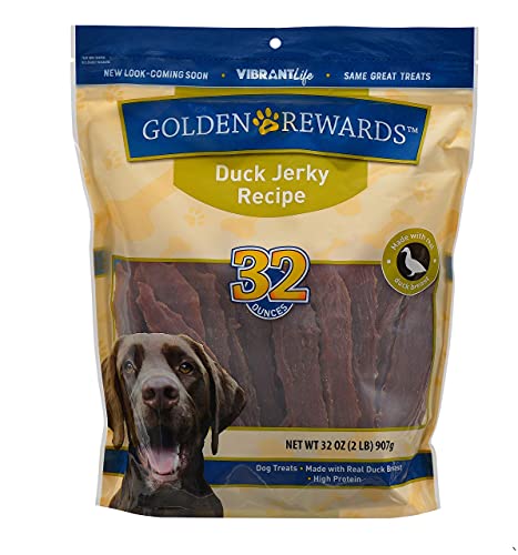Alitaver Pack of 2 - Golden Rewards Duck Jerky Dog Treats 32 oz