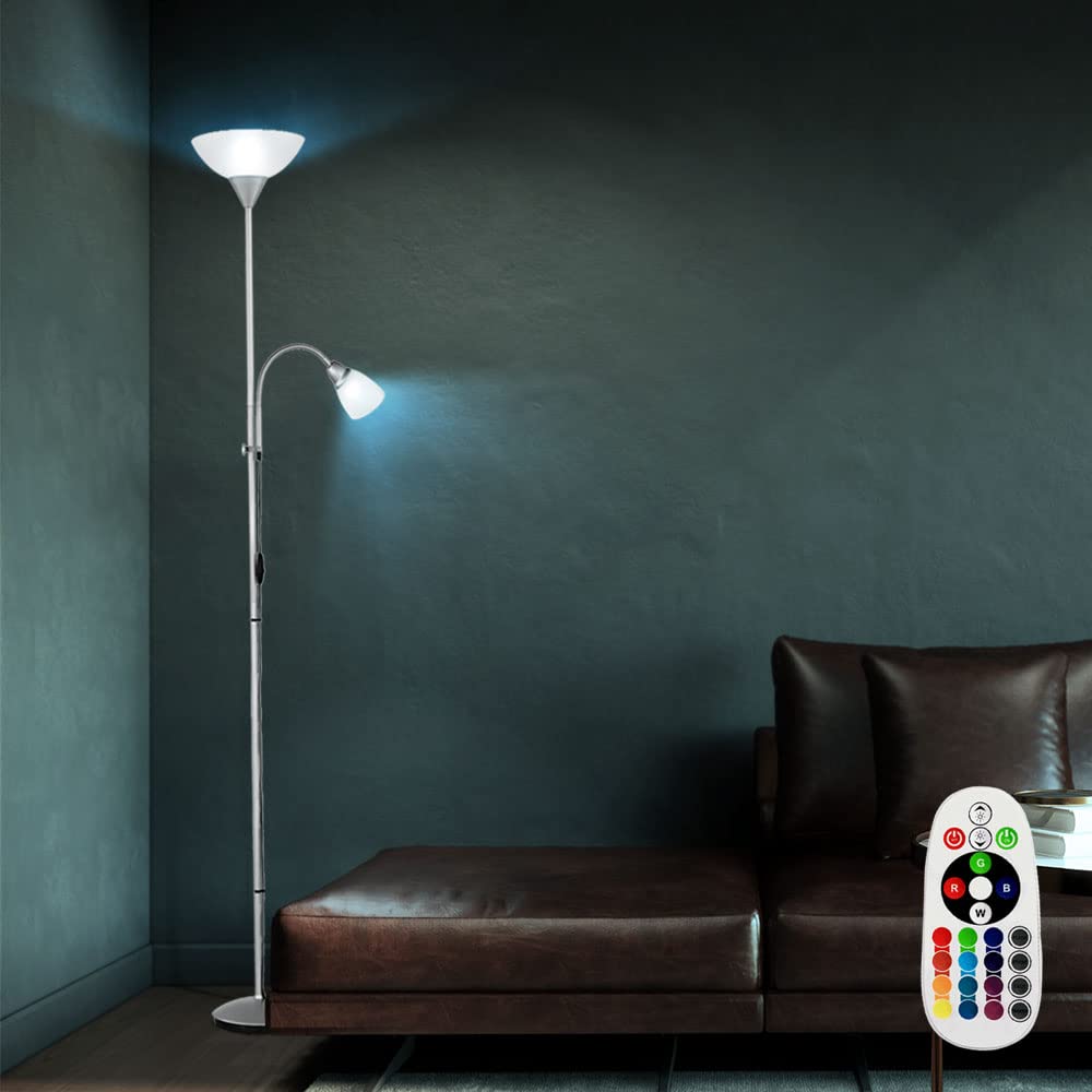 Deckenfluter dimmbar mit Fernbedienung LED Stehlampe, bewegliche Leselampe, RGB Farbwechsel, warmweiß, DxH 28 x 180 cm