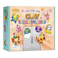 Drama Planet Make Your Own Clay Fridge Magnets Kit, Air-Dry Clay Crafts for Kids, Includes Instruction Book with 30 Designs, Makes 12 Fridge Magnets