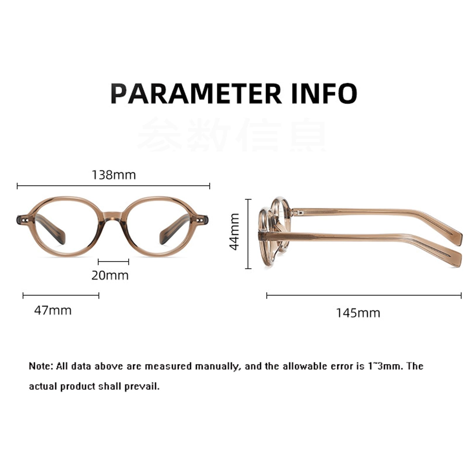 Occhiali da Vista a Luce Blu Montature for Occhiali da 44 mm | Occhiali da lettura in acetato TR90 AC Lenti Rotonde Naselli integrati Aste eleganti(Svart)