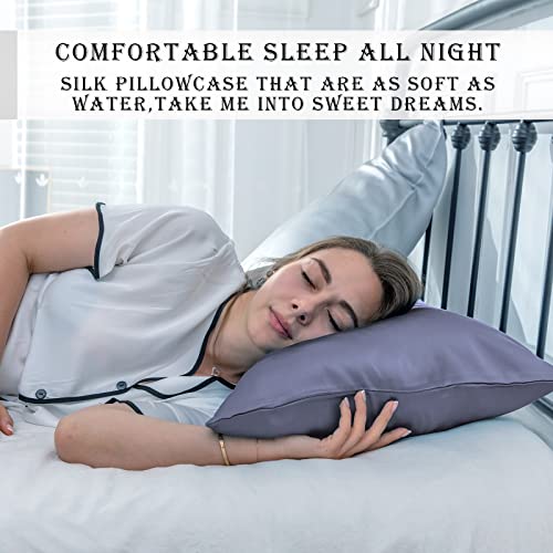 Silk Pillowcase for Hair and Skin,Soft,Breathable and Sliky 100% Queen Silk Pillow Case Set of 2,Both Sides Natural Mulberry Silk Pillowcases with Hidden Zipper(Queen Size 20"X 30",2pcs)