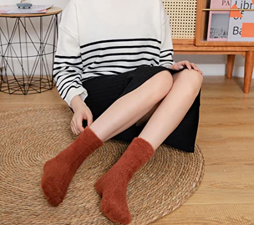 Image of TINTAO Womens Fuzzy Wool Boots Socks,Thick Knit Vintage Winter Warm Cozy Casual Crew Socks,Slouch Calf socks Gifts,#L1009
