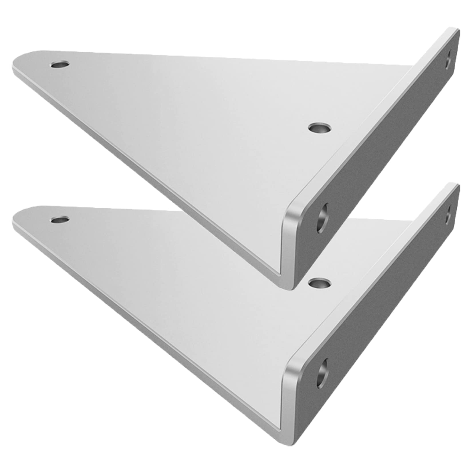 Silver Shelf Brackets 2 Pcs Metal Industrial Shelves Triangle Shelving Supports Wall Mounted Install, with Screws(140mm/5.5in)