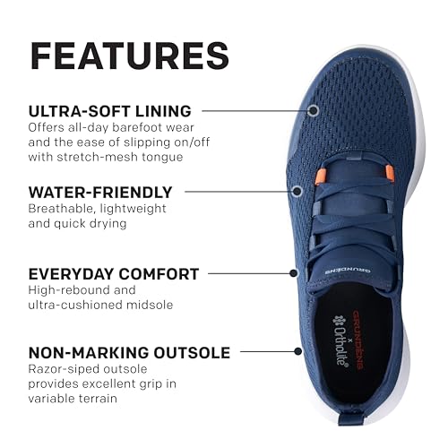 Image of Grunden's Men's CrossCurrent Boat Shoe - Lightweight Quick Dry Water Shoes, Barefoot Wear with Slip On /Off Mesh Tongue